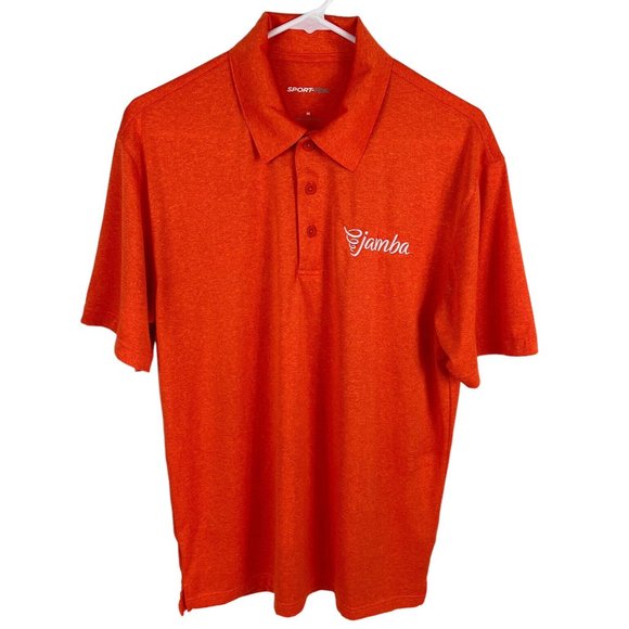 Jamba Juice Employee Uniform Smoothie Activewear Orange Polo Shirt Men M - Picture 1 of 16